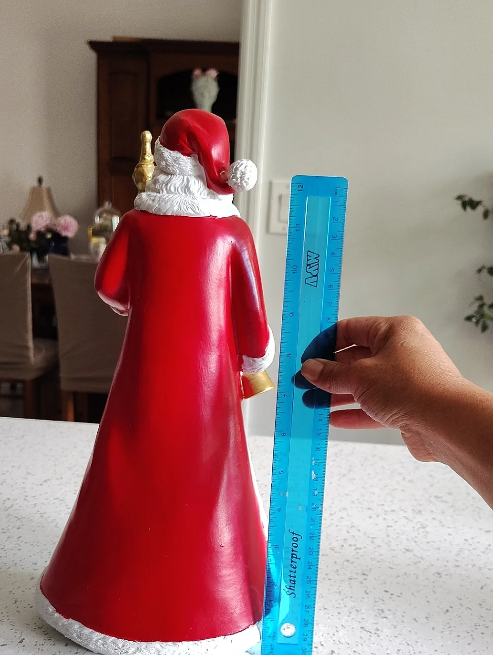 Holiday Santa Figurine Red with Gold Accents